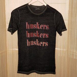 Gameday Couture University Of Nebraska Grey Burnout Top Medium